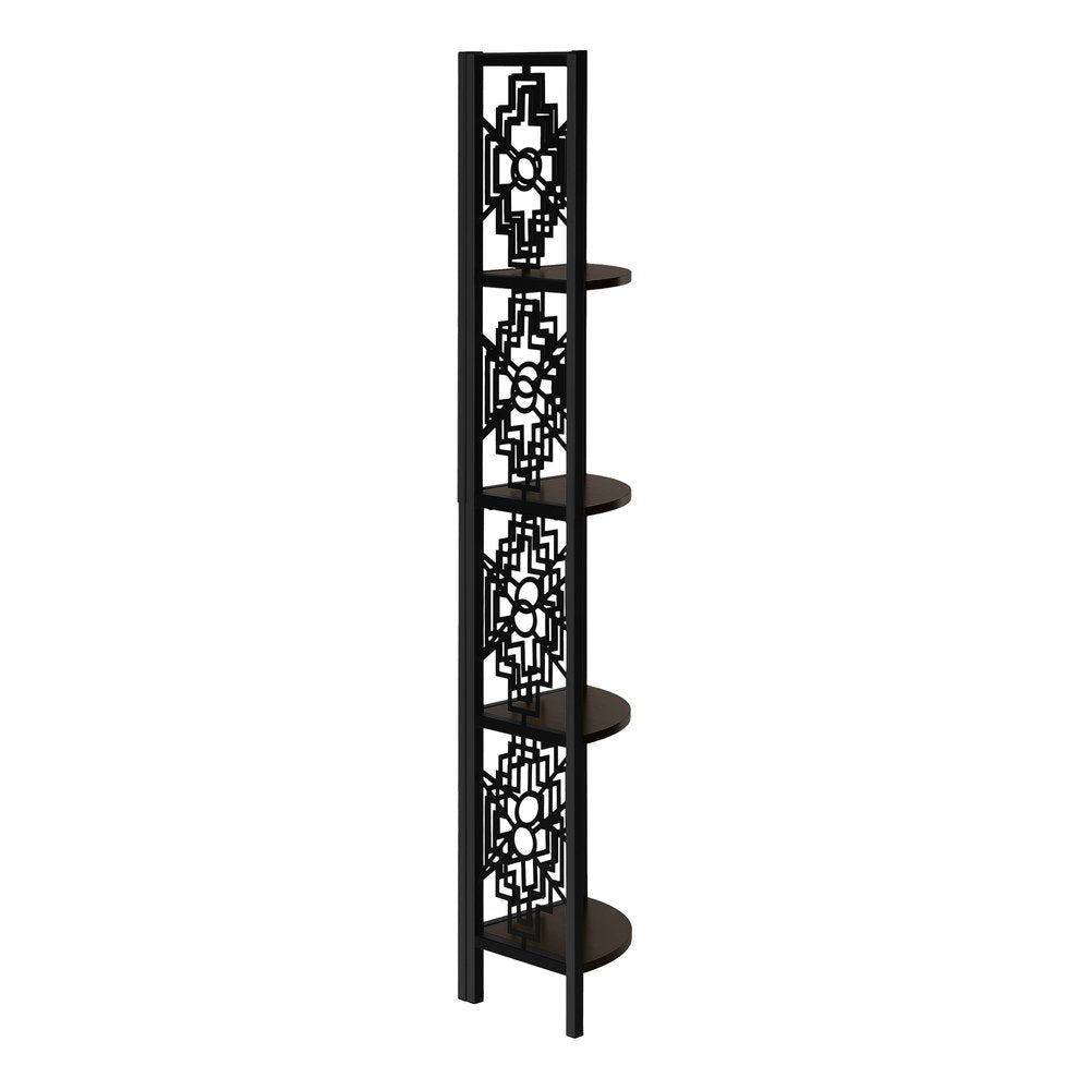 Espresso Metal Four Tier Corner Bookcase HomeRoots