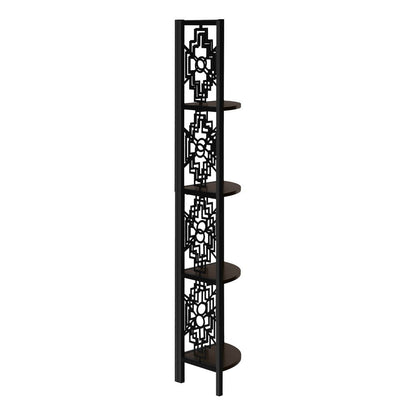 Espresso Metal Four Tier Corner Bookcase HomeRoots