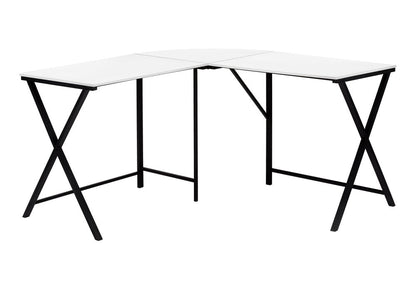 55" White and Black L Shape Computer Desk HomeRoots