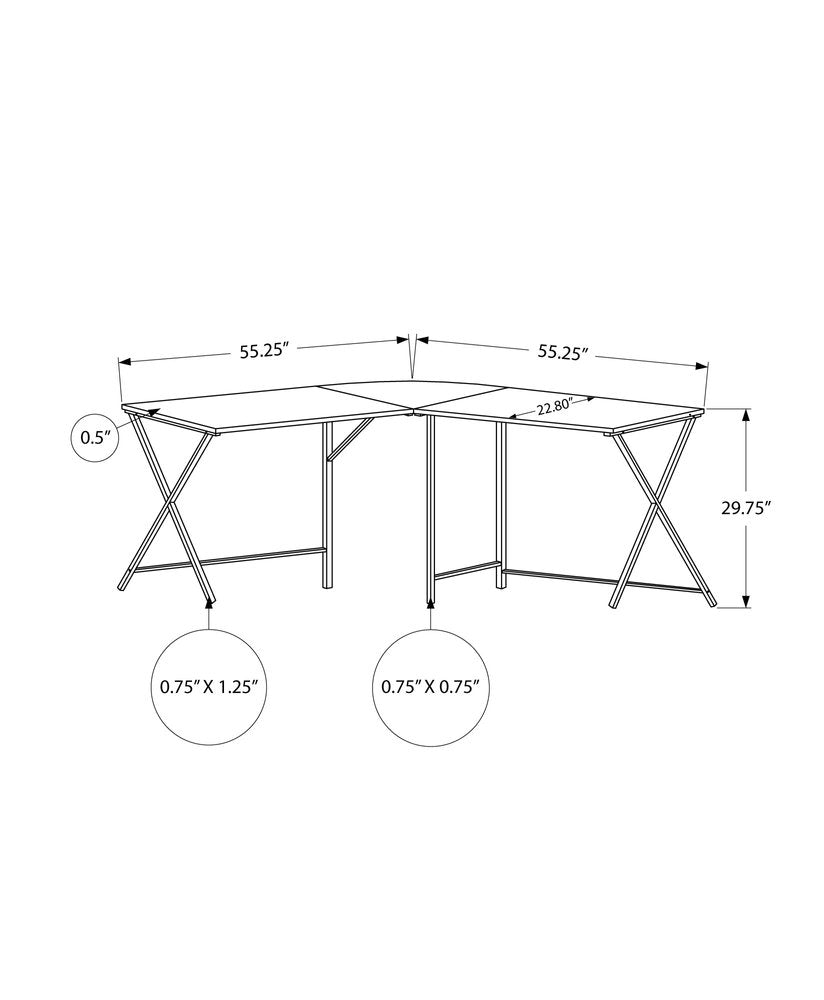 55" White and Black L Shape Computer Desk HomeRoots
