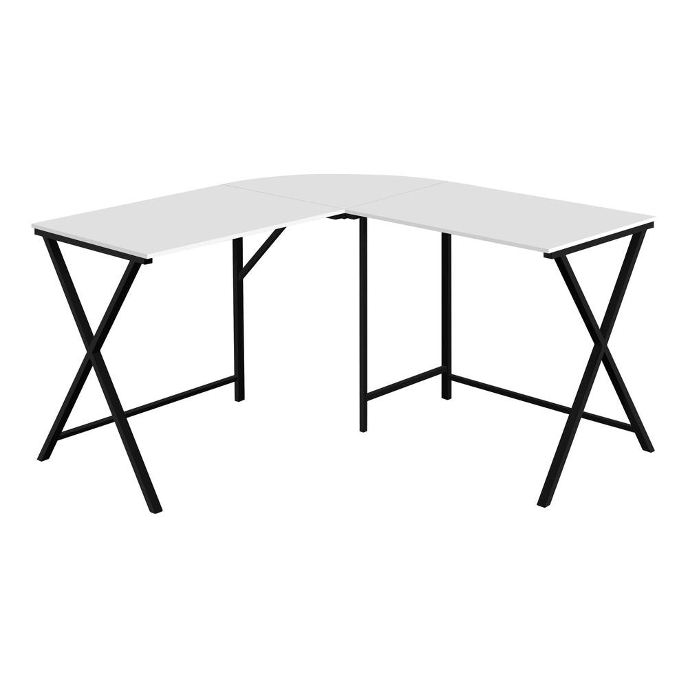 55" White and Black L Shape Computer Desk HomeRoots