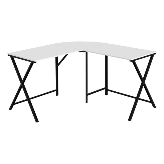 55" White and Black L Shape Computer Desk HomeRoots