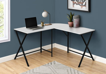55" White and Black L Shape Computer Desk HomeRoots