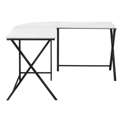 55" White and Black L Shape Computer Desk HomeRoots