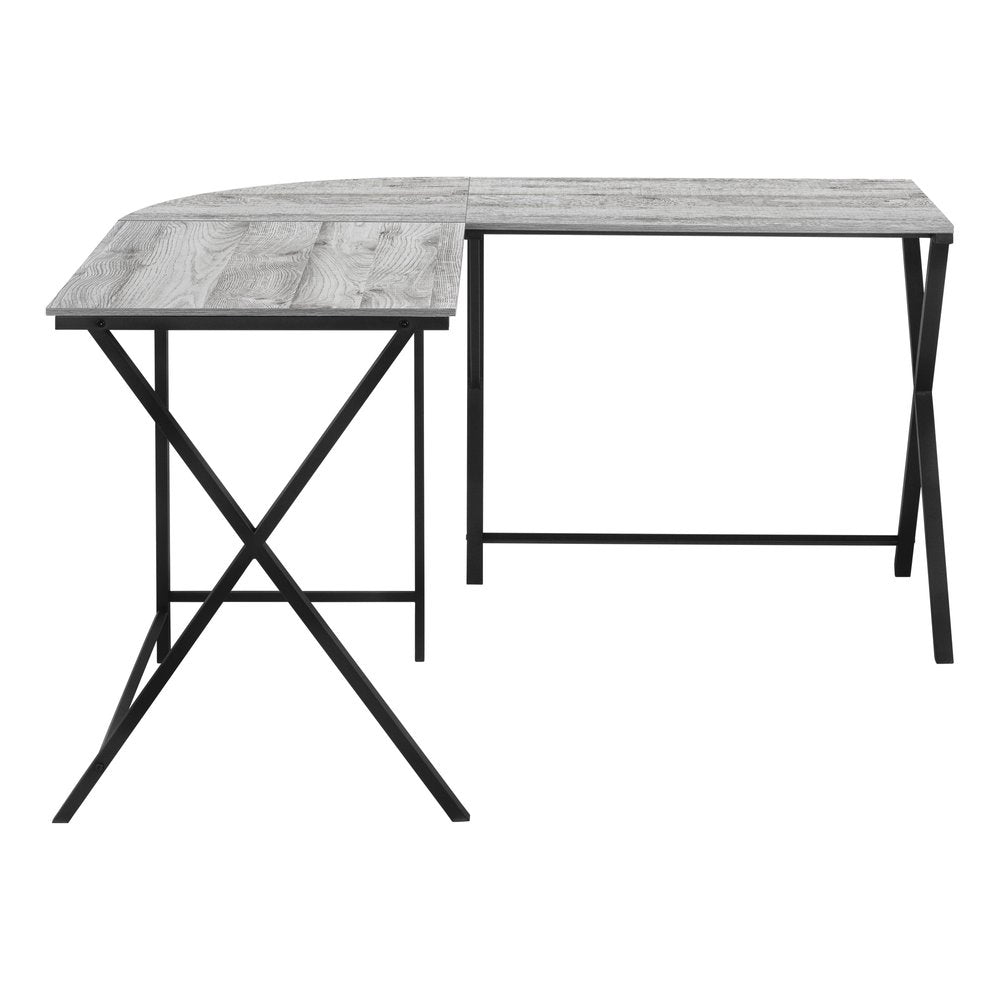 55" Gray and Black L Shape Computer Desk HomeRoots