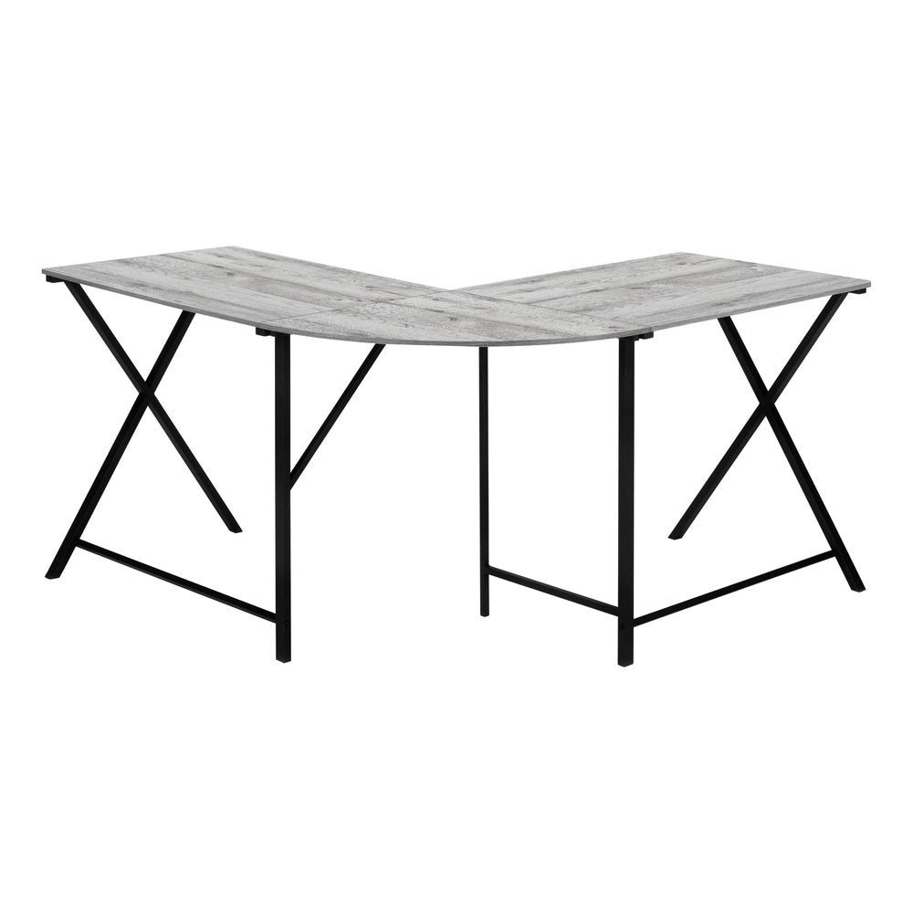 55" Gray and Black L Shape Computer Desk HomeRoots