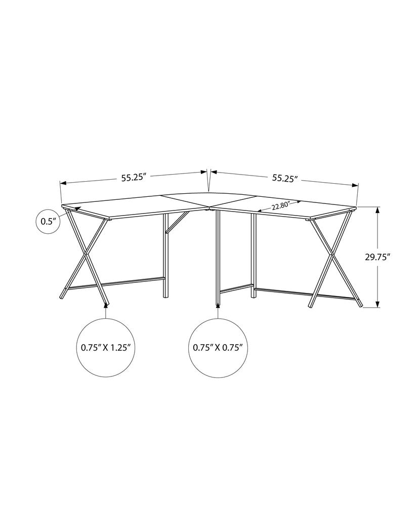 55" Gray and Black L Shape Computer Desk HomeRoots