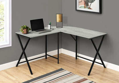 55" Gray and Black L Shape Computer Desk HomeRoots