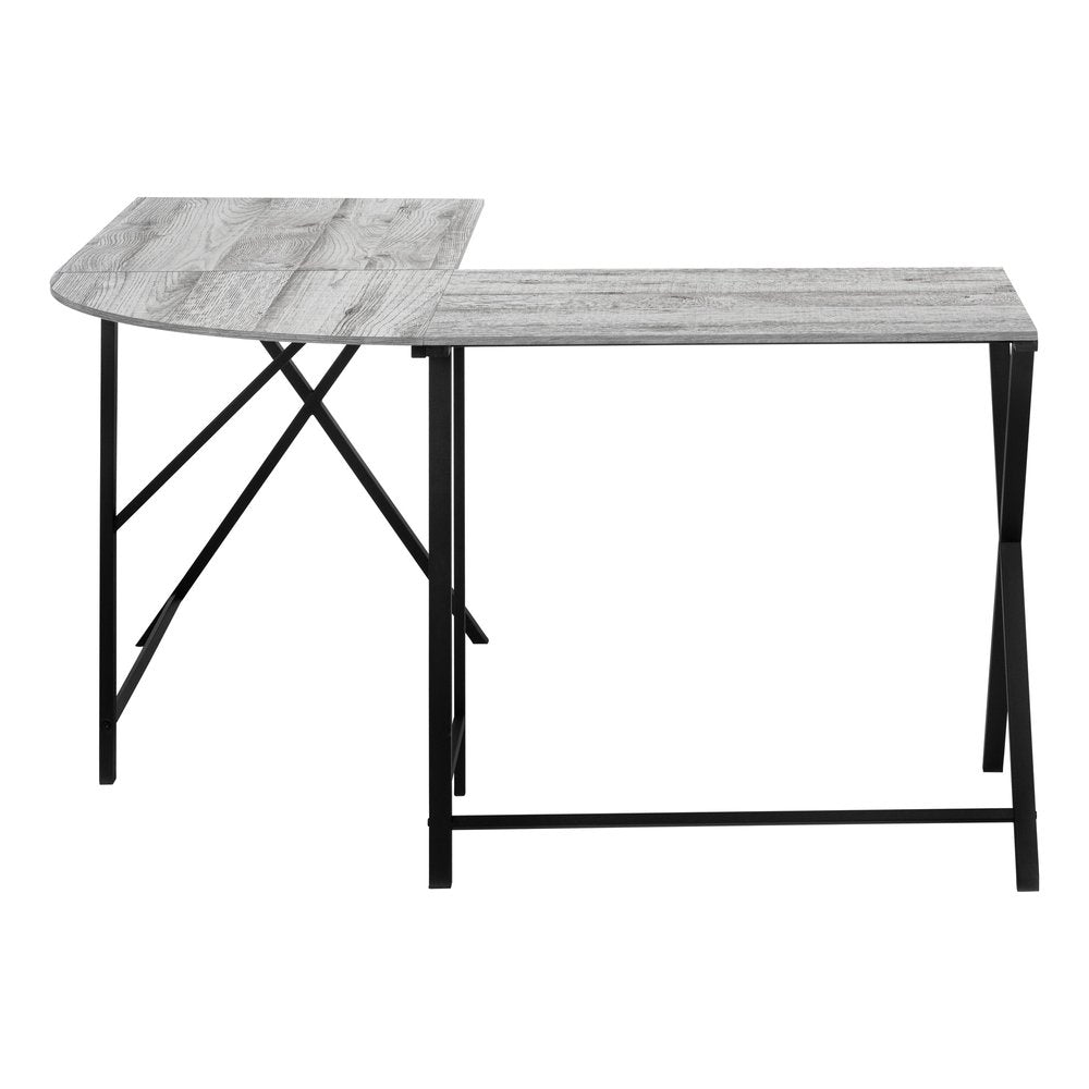 55" Gray and Black L Shape Computer Desk HomeRoots