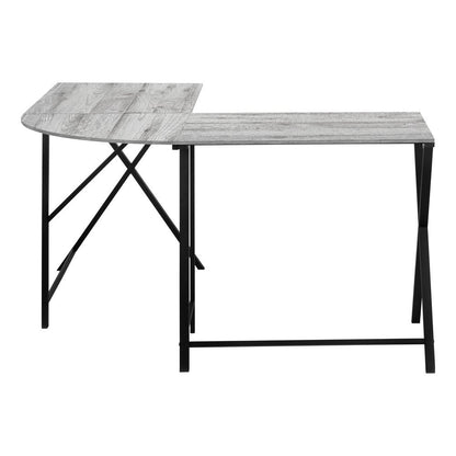 55" Gray and Black L Shape Computer Desk HomeRoots