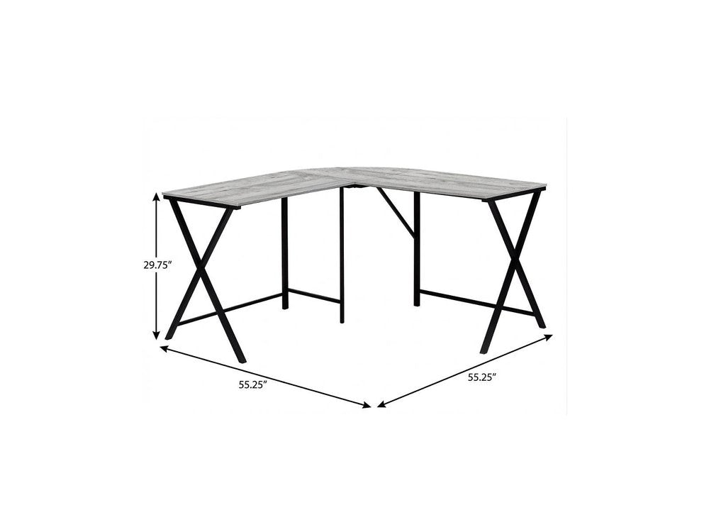 55" Gray and Black L Shape Computer Desk HomeRoots