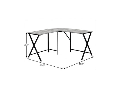55" Gray and Black L Shape Computer Desk HomeRoots