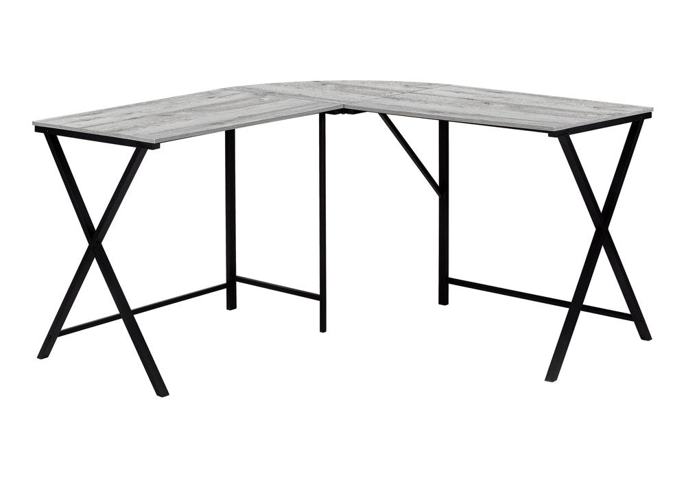 55" Gray and Black L Shape Computer Desk HomeRoots