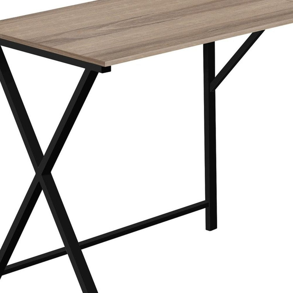 55" Taupe and Black L Shape Computer Desk HomeRoots