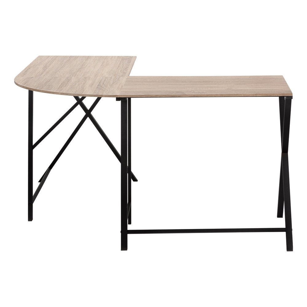 55" Taupe and Black L Shape Computer Desk HomeRoots