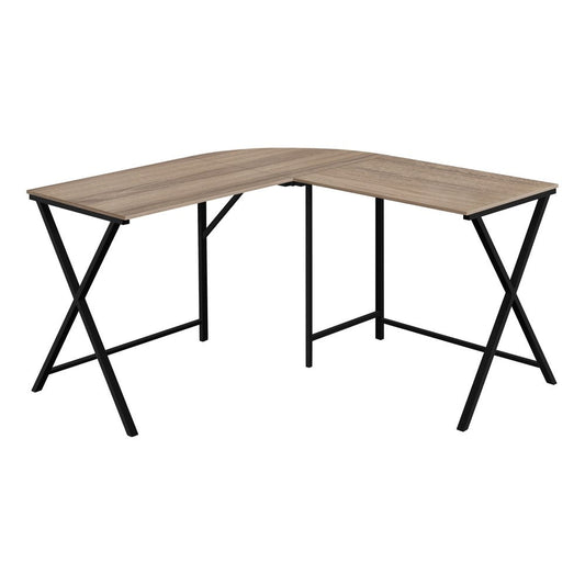 55" Taupe and Black L Shape Computer Desk