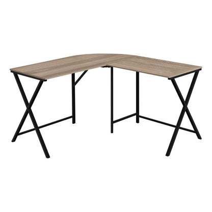 55" Taupe and Black L Shape Computer Desk HomeRoots