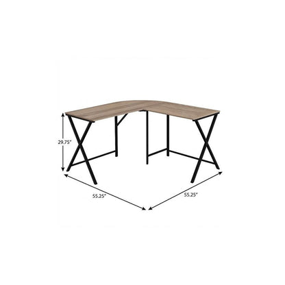 55" Taupe and Black L Shape Computer Desk HomeRoots