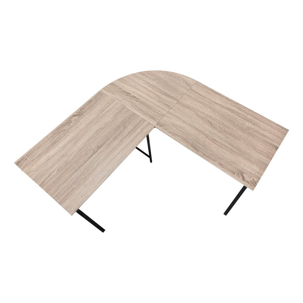 55" Taupe and Black L Shape Computer Desk HomeRoots