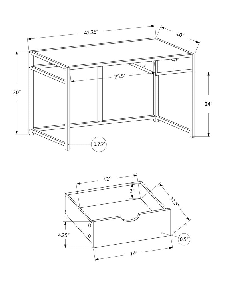 42" Gray and Dark Gray Computer Desk HomeRoots
