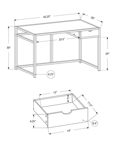 42" Gray and Dark Gray Computer Desk HomeRoots