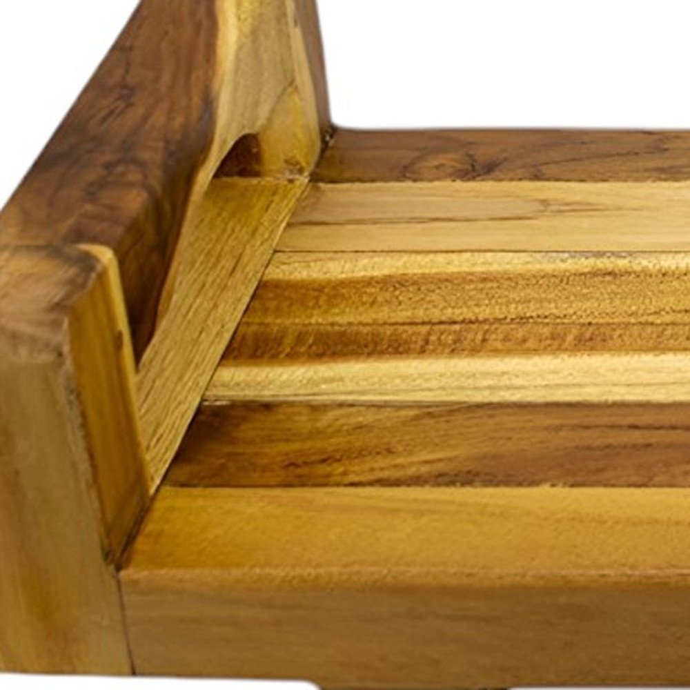 29" Natural Teak Bath Tray and Seat with Handles HomeRoots