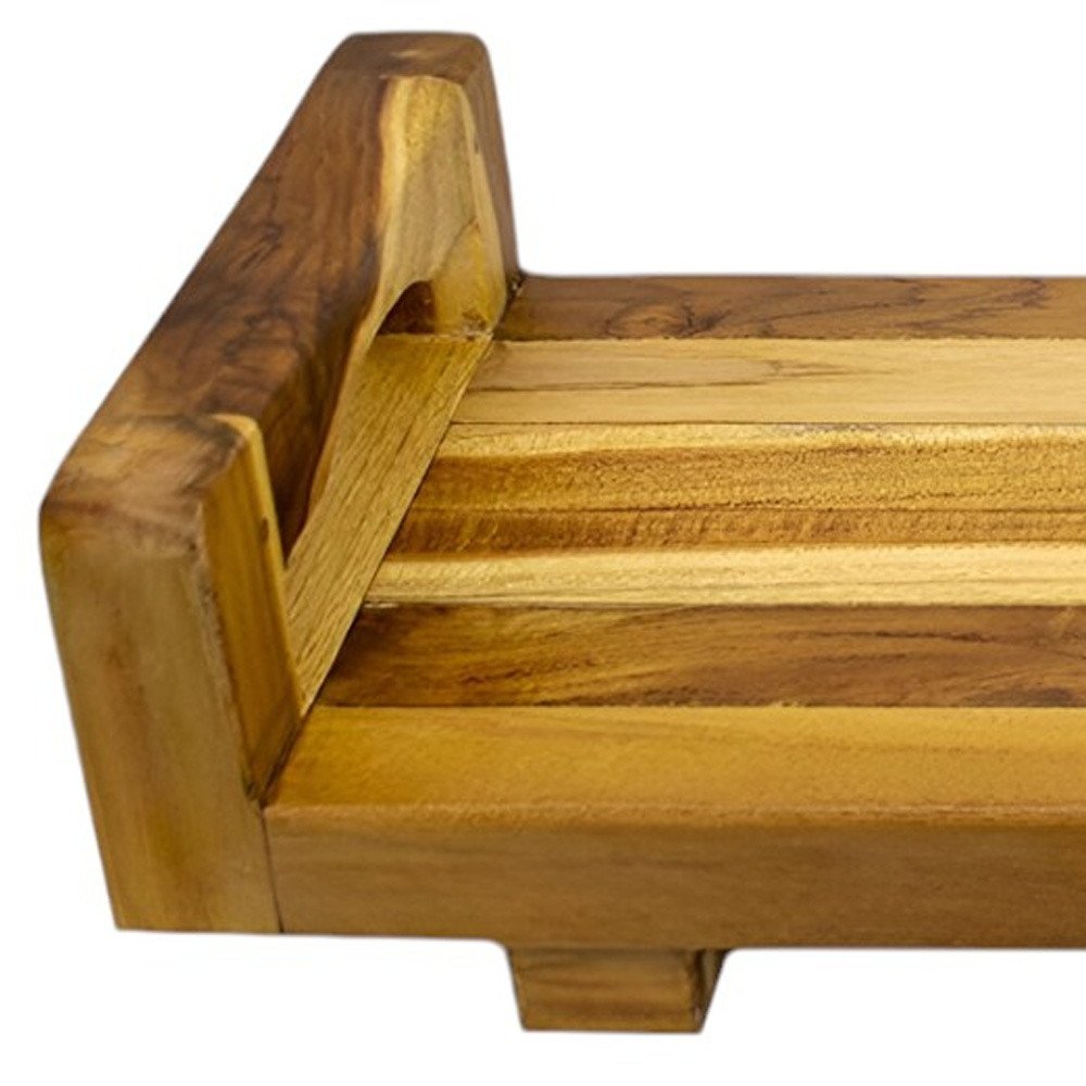 29" Natural Teak Bath Tray and Seat with Handles HomeRoots