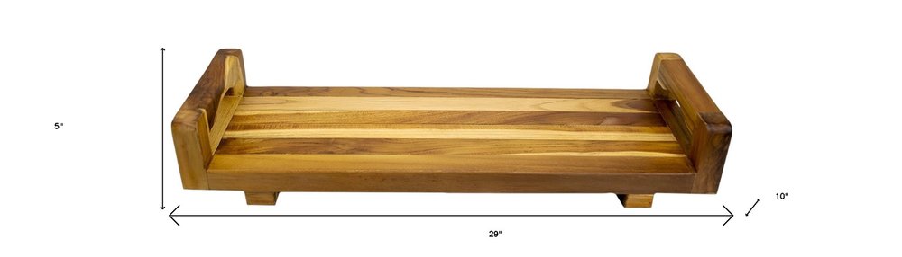 29" Natural Teak Bath Tray and Seat with Handles HomeRoots