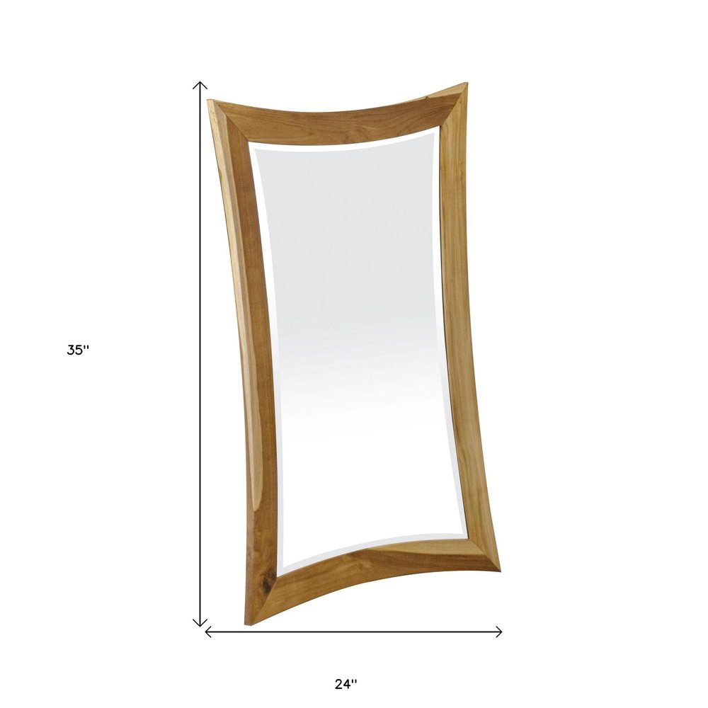 35" Brown Abstract Wood Framed Bathroom Vanity Mirror HomeRoots