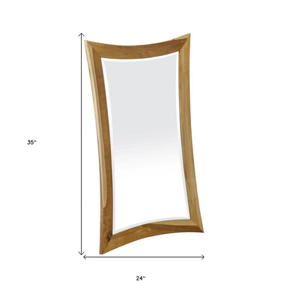 35" Brown Abstract Wood Framed Bathroom Vanity Mirror HomeRoots