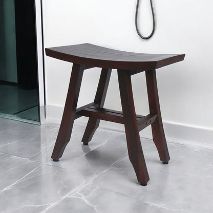 18" Dark Brown Teak Rectangular Shower Bench HomeRoots