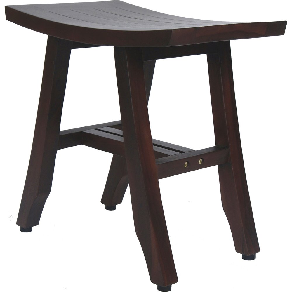 18" Dark Brown Teak Rectangular Shower Bench HomeRoots
