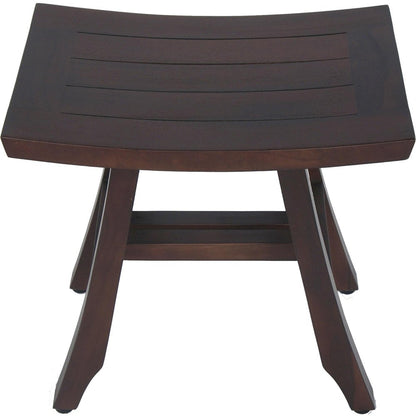 18" Dark Brown Teak Rectangular Shower Bench HomeRoots