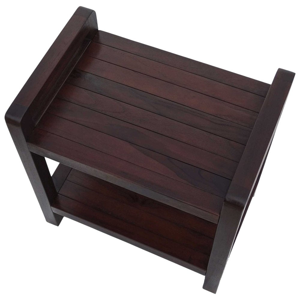 Rectangular Teak Shower Bench With Handles In Brown Finish HomeRoots