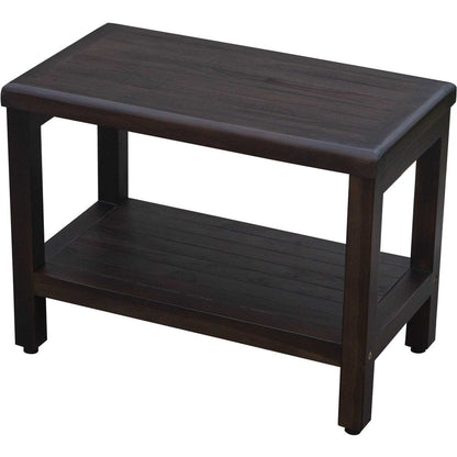Rectangular Teak Shower Bench With Shelf In Brown Finish HomeRoots