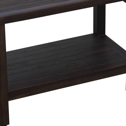 Rectangular Teak Shower Bench With Shelf In Brown Finish HomeRoots