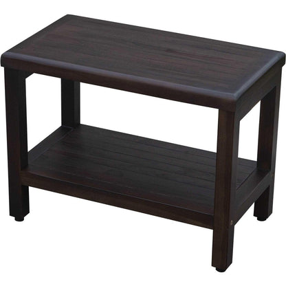 Rectangular Teak Shower Bench With Shelf In Brown Finish HomeRoots