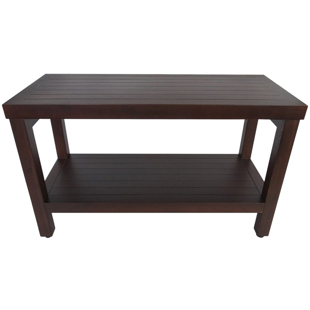 Rectangular Teak Shower Stool Or Bench With Shelf In Brown Finish HomeRoots