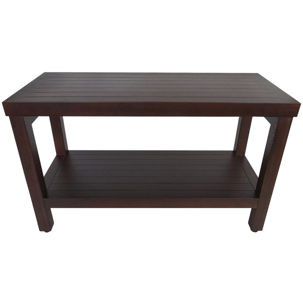 Rectangular Teak Shower Stool Or Bench With Shelf In Brown Finish — view 4