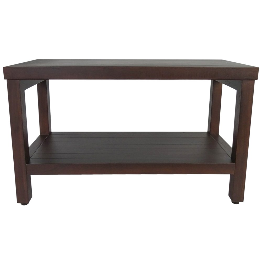 Rectangular Teak Shower Stool Or Bench With Shelf In Brown Finish HomeRoots