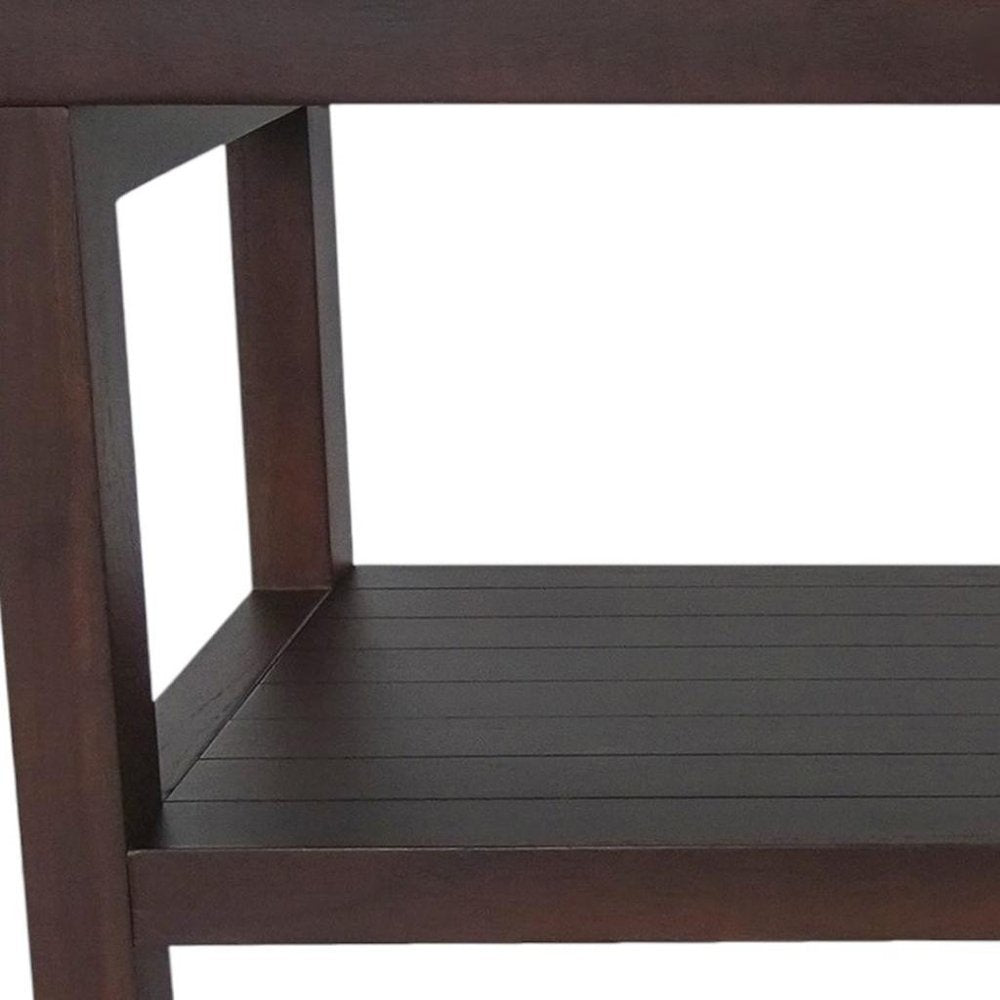 Rectangular Teak Shower Stool Or Bench With Shelf In Brown Finish HomeRoots