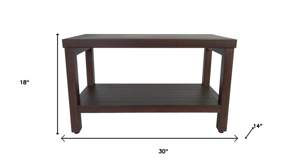 Rectangular Teak Shower Stool Or Bench With Shelf In Brown Finish HomeRoots
