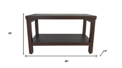 Rectangular Teak Shower Stool Or Bench With Shelf In Brown Finish HomeRoots