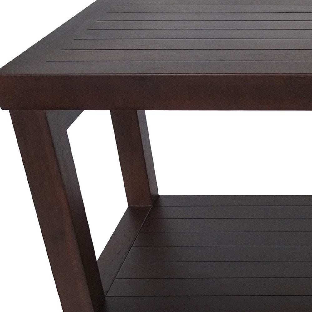 Rectangular Teak Shower Stool Or Bench With Shelf In Brown Finish HomeRoots