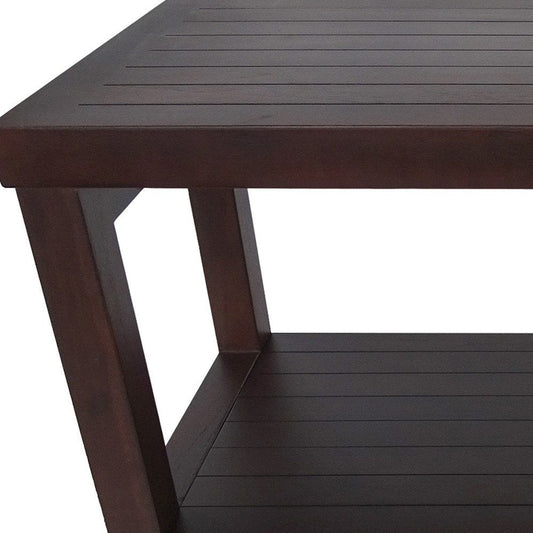 Rectangular Teak Shower Stool Or Bench With Shelf In Brown Finish HomeRoots