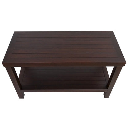 Rectangular Teak Shower Stool Or Bench With Shelf In Brown Finish HomeRoots