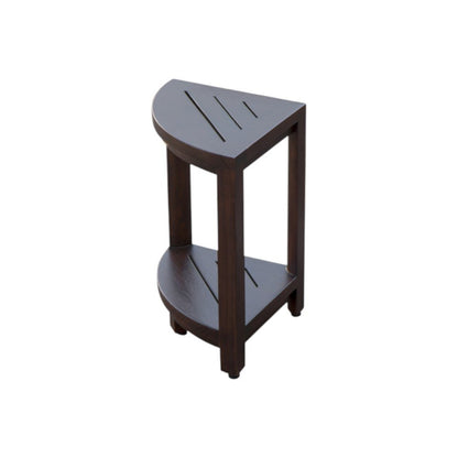 Compact Triangular Teak Shower Outdoor Bench With Shelf In Brown Finish HomeRoots