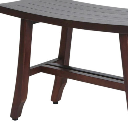 24" Dark Brown Solid Teak Wood Shower Bench HomeRoots