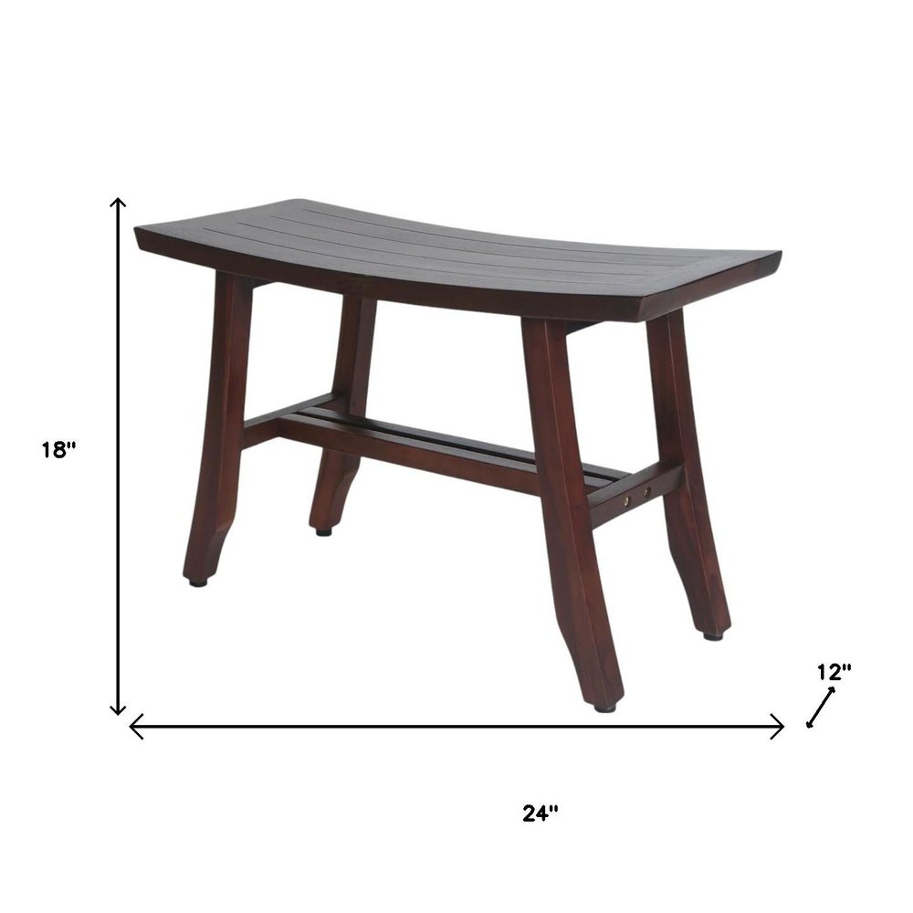 24" Dark Brown Solid Teak Wood Shower Bench HomeRoots