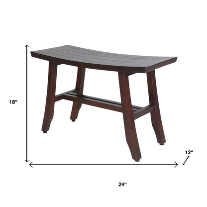 24" Dark Brown Solid Teak Wood Shower Bench HomeRoots